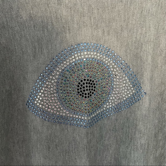 Rachel Zoe Embellished Evil Eye Lightweight Sweater | Size Medium - Picture 3 of 10